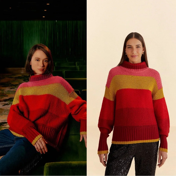 FARM Rio Sweaters - Farm Rio Shiny Stripes Sweater Medium